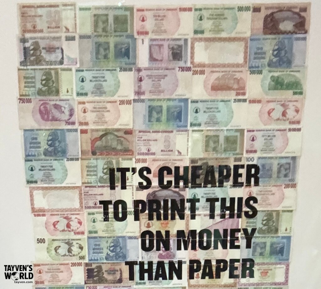 Hyperinflation Banknotes Display Collage of Zimbabwean banknotes illustrating extreme hyperinflation.