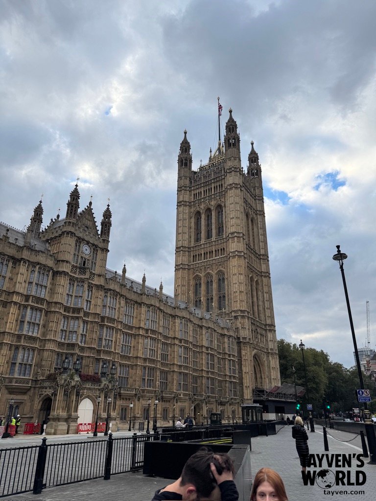 Victoria Tower at Westminster Palace flying the Union Jack flag.
