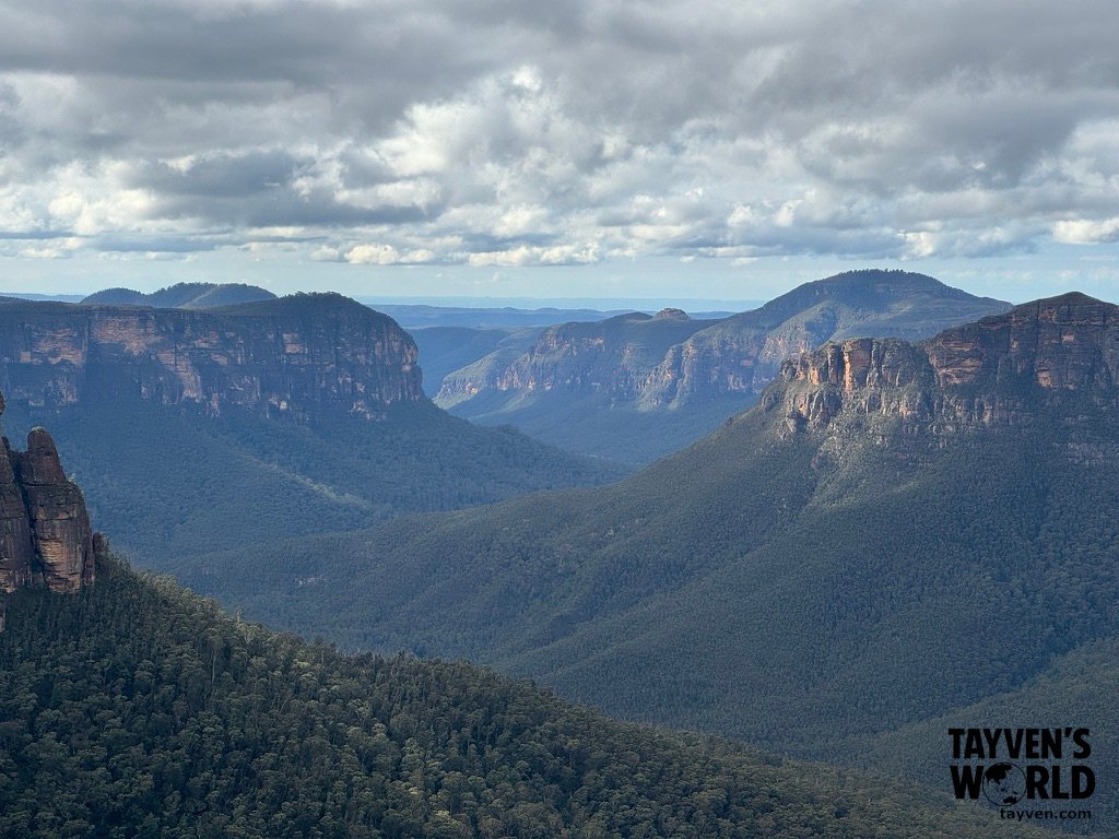 Thick fog filling a valley between cliffs at Blackheath in the Blue Mountains.