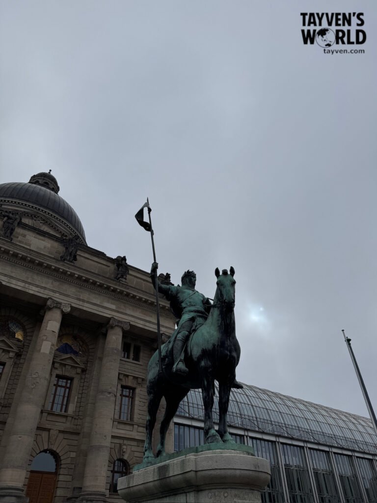 Bronze equestrian statue outside the Bavarian State Chancellery in Munich