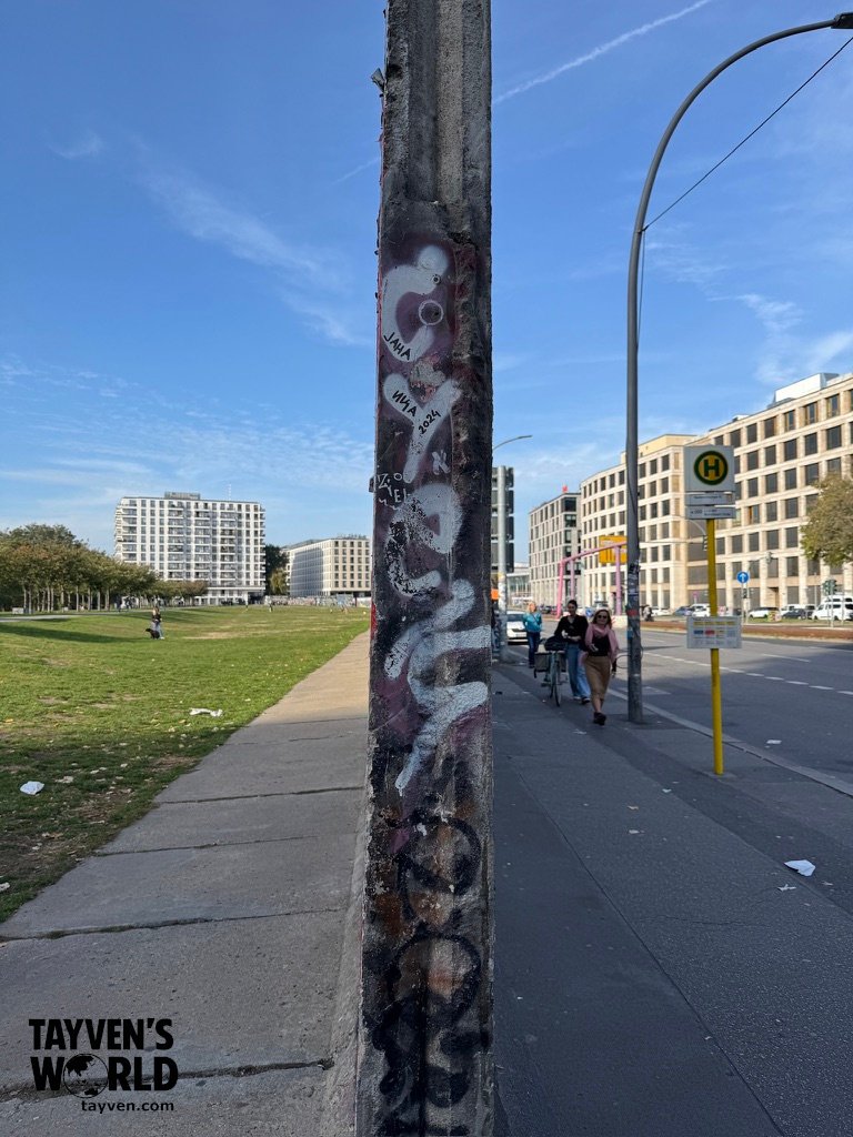 Remaining section of the Berlin Wall standing in modern Berlin